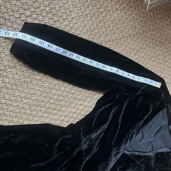 J. Crew Black Velvet True Wrap Dress Size 12 Long Slight Balloon Sleeve Witchy * - Picture 9 of 11